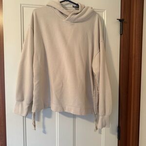 Aerie Cream sweatshirt hoodie womens oversized tie pull sides xl